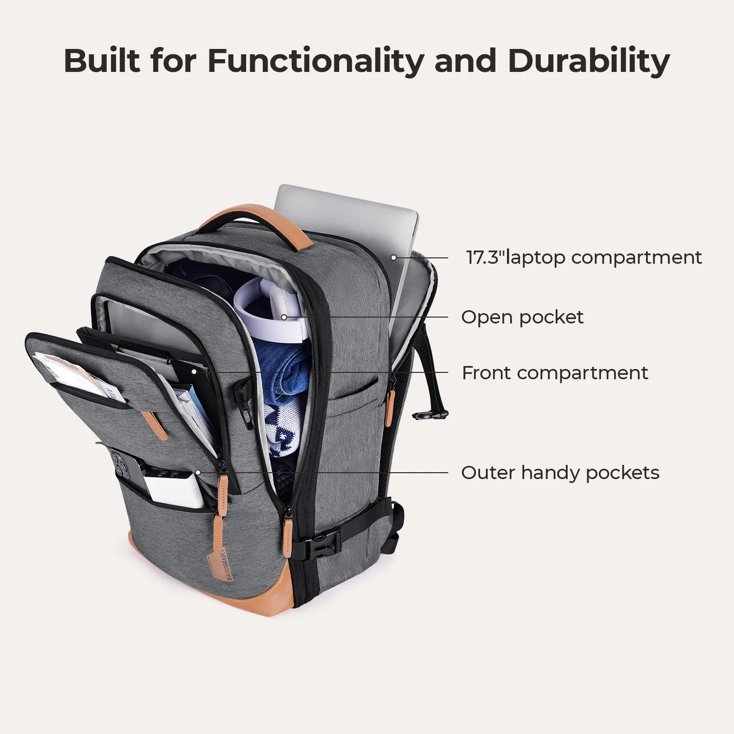 Falco 40L Expandable Airline Approved Carry On Travel Backpack - Image 4
