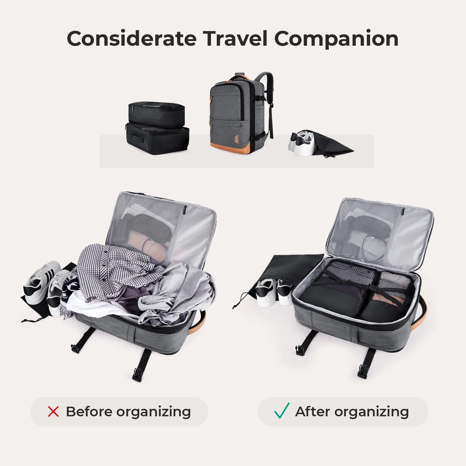 Falco 40L Expandable Airline Approved Carry On Travel Backpack - Image 6