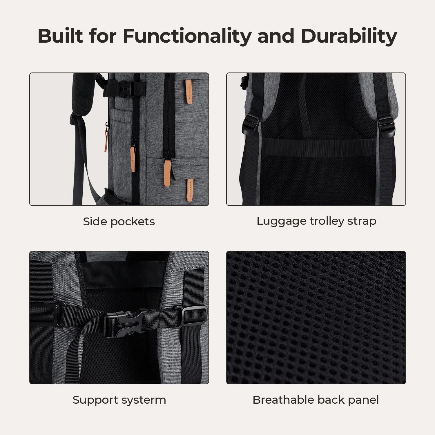 Falco 40L Expandable Airline Approved Carry On Travel Backpack - Image 8